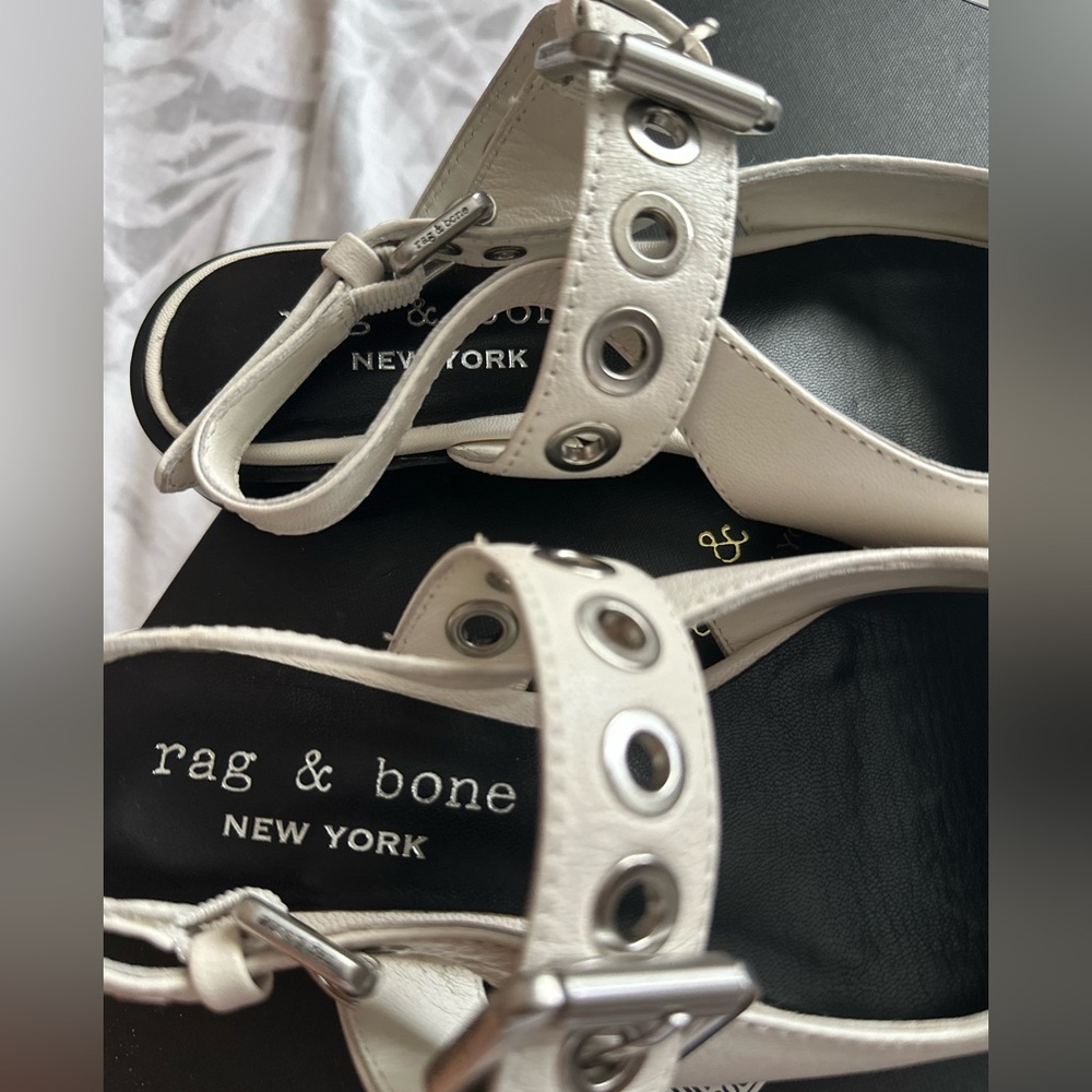 rag & bone White Leather Sandals - Picture 3 of 6
